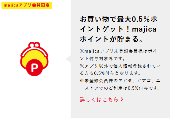 majicaカード ポイントが付与